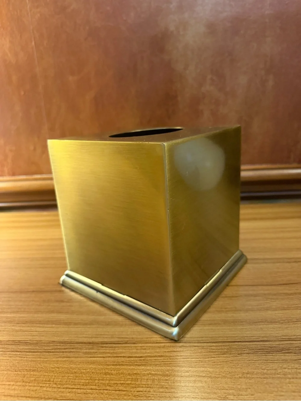 Vintage Matte Brass Square Tissue Box Cover Cube Hollywood Regency Vanity 6x6